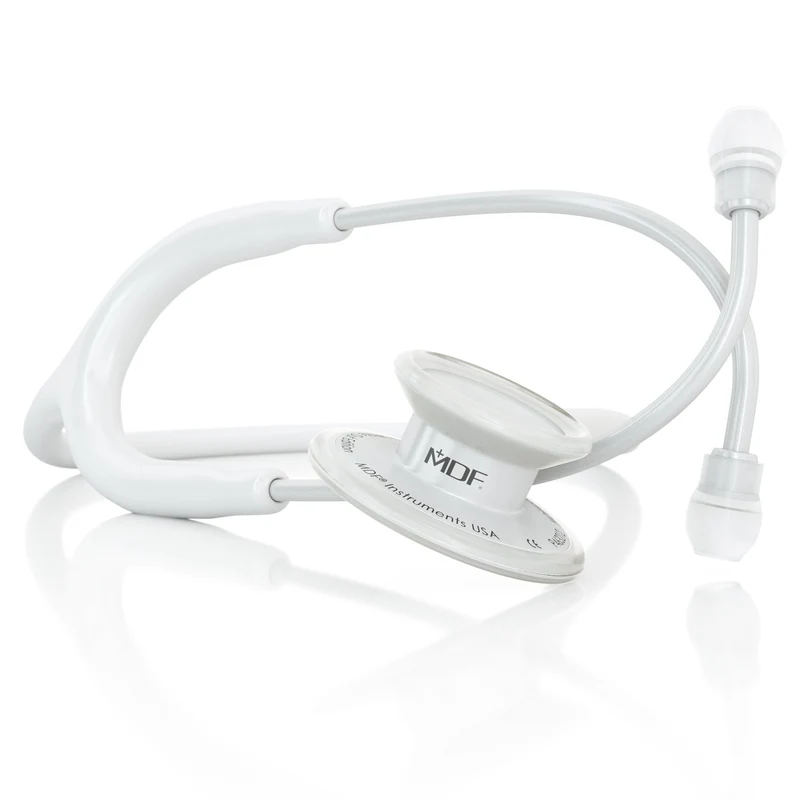 MD One® Edelstahl Erwachsenen Stethoskop- Weiß / WhiteOut