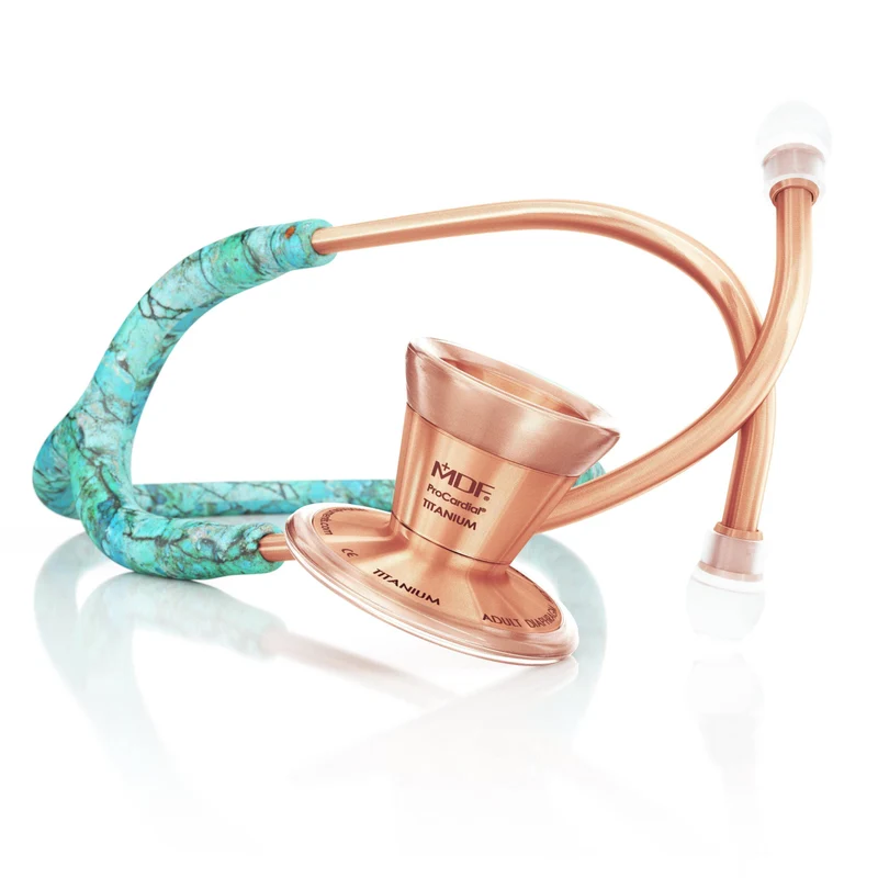 ProCardial® Titan Erwachsenen Kardiologie Stethoskop+Etui - Türkis / Roségold