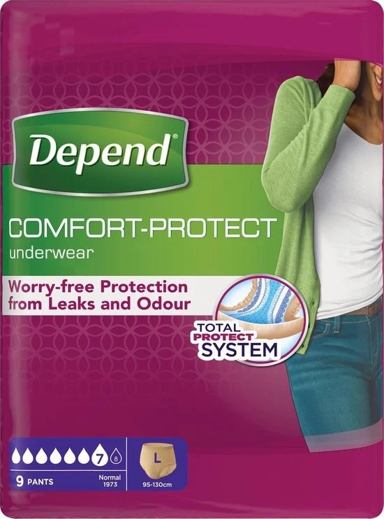 Depend Pants Incontinentiebroekjes - vrouwen Normal - maat L - 9 stuks