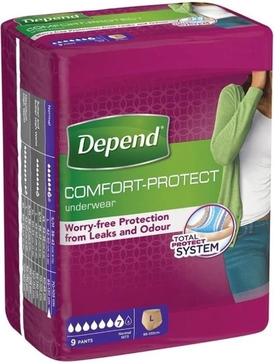 Depend Pants Incontinentiebroekjes - vrouwen Normal - maat L - 9 stuks