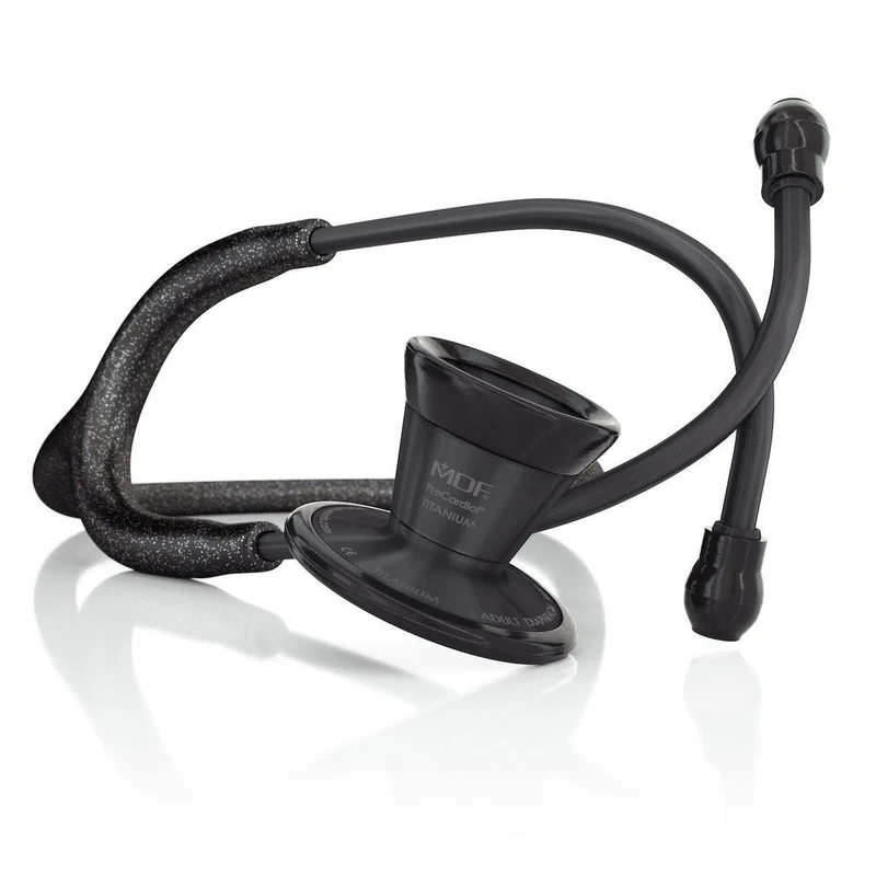 ProCardial® Titan Erwachsenen Kardiologie Stethoskop+ Etui - Schwarz Glitzer /Schwarz