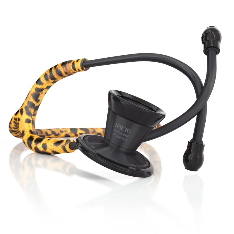 ProCardial® Titan Erwachsenen Kardiologie Stethoskop+ Etui - Cheetah/ Blackout