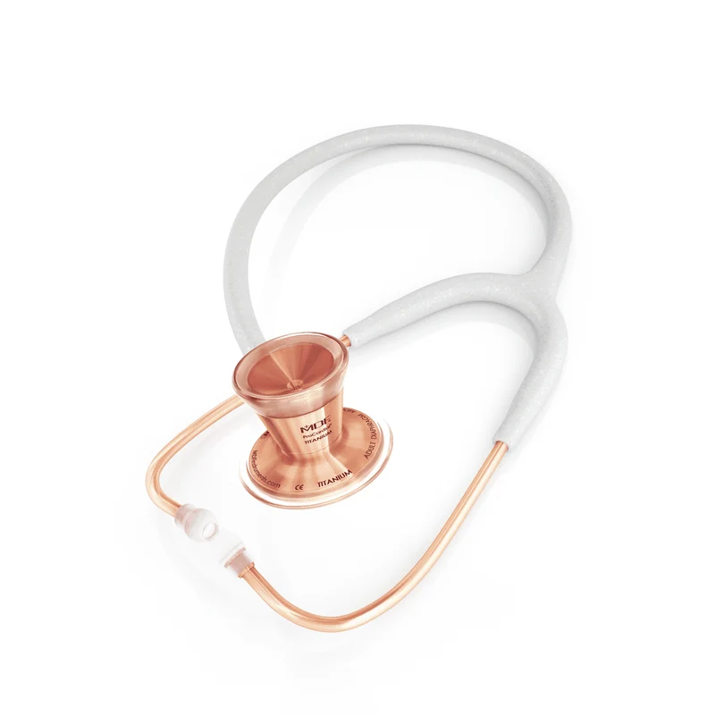 ProCardial® Titan Erwachsenen Kardiologie Stethoskop +Etui - Weiß Glitzer/ Roségold