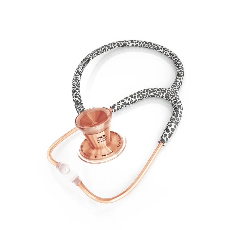 ProCardial® Titan Erwachsenen Kardiologie Stethoskop+Etui - Snow Leopard/Roségold