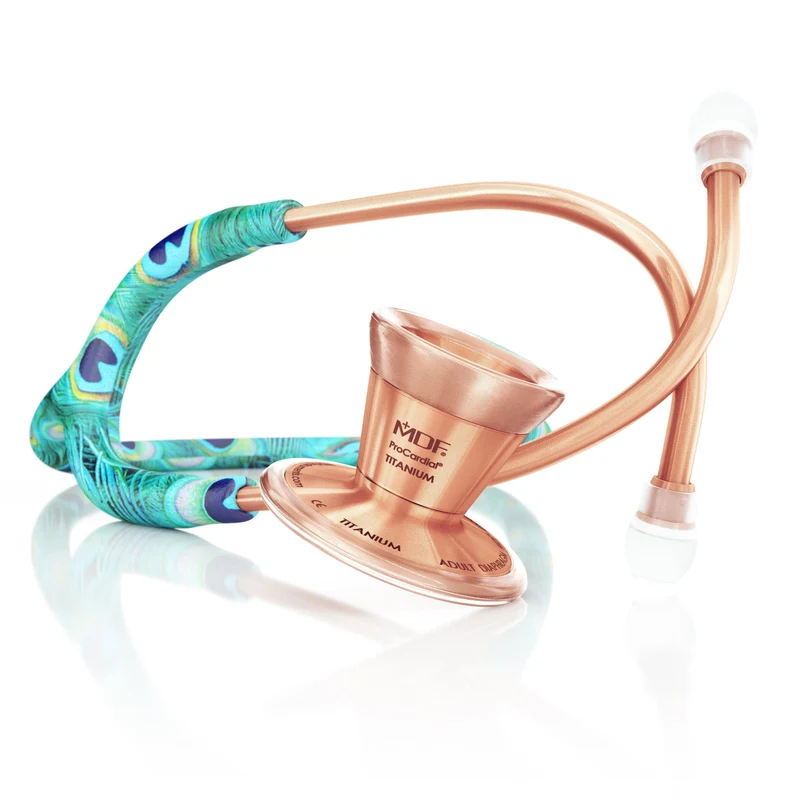 ProCardial® Titan Kardiologie Erwachsenen Stethoskop mit Etui - Peacock/Roségold