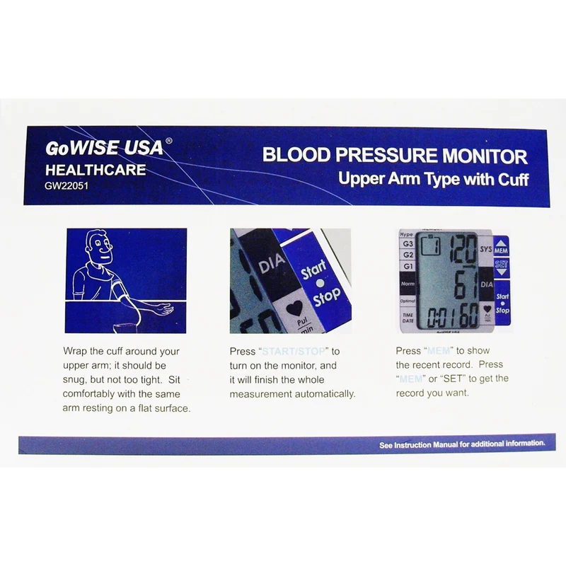GoWISE USA GW22051 Digital Blood Pressure Monitor