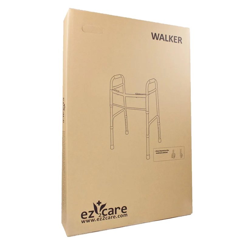 Ez2care Deluxe Two Button Folding Walker with 5-Inch Wheels