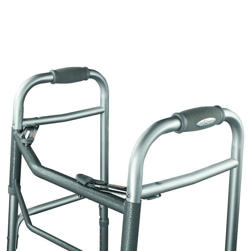 Ez2care Deluxe Two Button Folding Walker with 5-Inch Wheels
