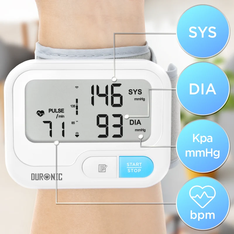 Duronic BPM65 Blutdruckmessgerät, Blutdruck messen für Bluthochdruck, Messgerät mit großem Display, Oberarm Blutdruckmessgerät mit Manschette
