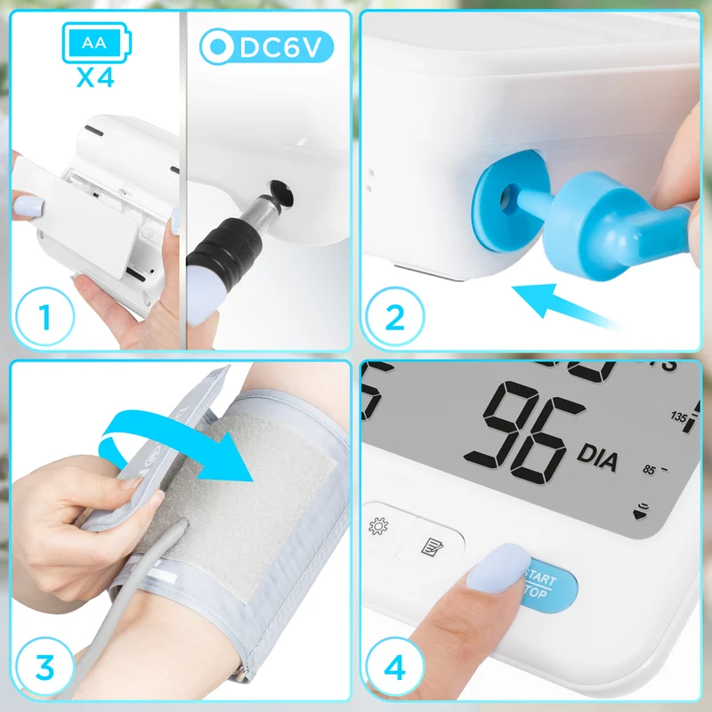 Duronic BPM125 Blutdruckmessgerät, Blutdruck messen für Bluthochdruck, Messgerät mit großem Display, Oberarm Blutdruckmessgerät mit Manschette
