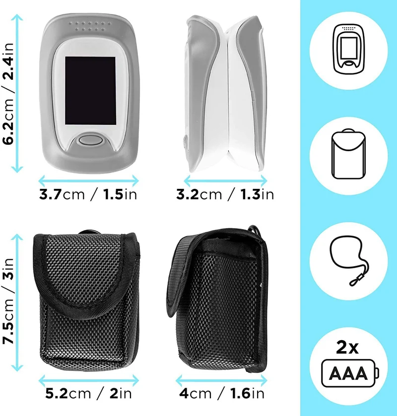 Duronic OX01R Pulsoximeter | Ermittlung der Herzfrequenz und arteriellen Sauerstoffsättigung | Digitale Anzeige | Einfache und schmerzfreie Messung | Inklusive Halterung und Tasche