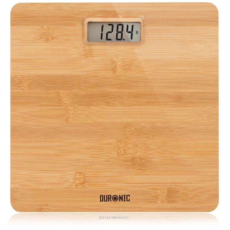 Duronic BS503 Personenwaage aus Bambus Holz | Digitale Waage bis 180 kg | Gewichtswaage mit Hochpräzisions-Sensoren und Step-On Technik | Flache Gewichtswaage 28 x 28 cm | Badezimmerwaage Digitalwaage