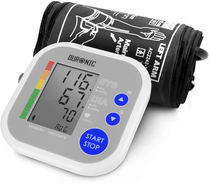 Duronic BPM080 Digitales Oberarm-Blutdruckmessgerät | Arhythmie Erkennung | Manschette 22 - 42 cm | Automatische Blutdruckmessung | Blutdruckmesser mit Herzrhythmusstörung Funktion | AAA Batterien