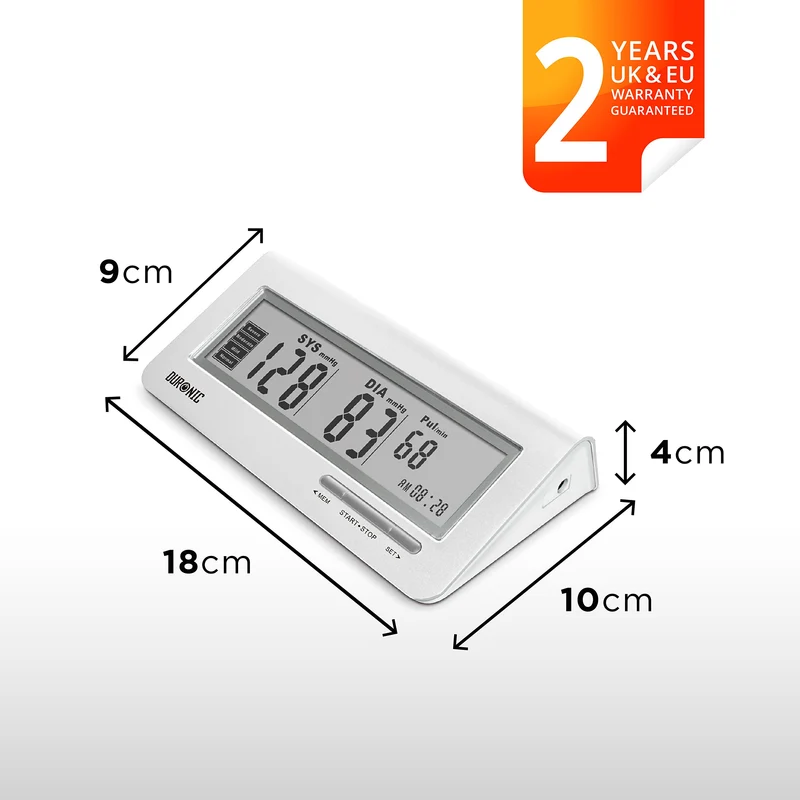 Duronic BPM400 Digitales Oberarm-Blutdruckmessgerät | Arhythmie Erkennung | Manschette 22 - 42 cm | Große Anzeige Blutdruckmessung | Blutdruckmesser mit Herzrhythmusstörung Funktion | AAA Batterien