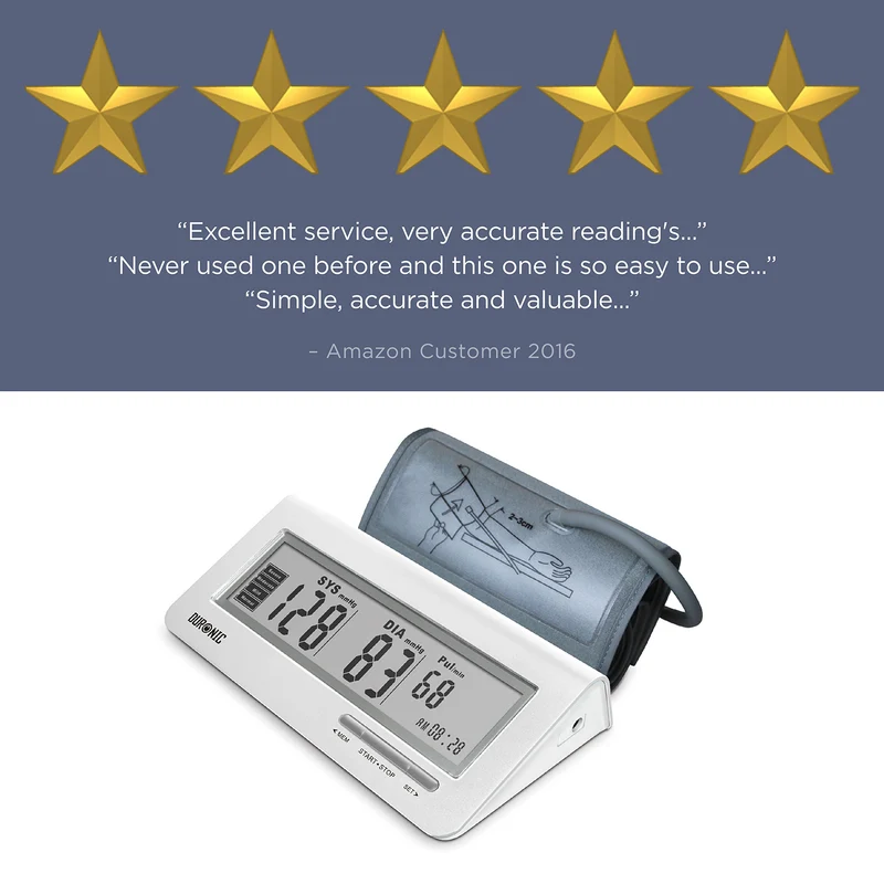 Duronic BPM400 Digitales Oberarm-Blutdruckmessgerät | Arhythmie Erkennung | Manschette 22 - 42 cm | Große Anzeige Blutdruckmessung | Blutdruckmesser mit Herzrhythmusstörung Funktion | AAA Batterien