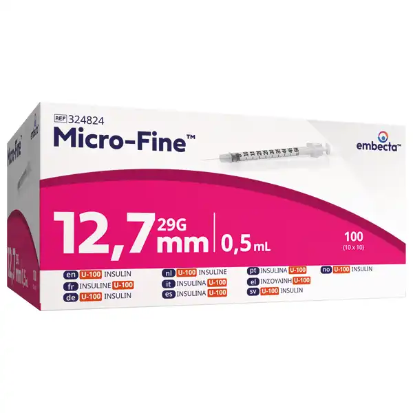 Embecta Micro-Fine U-100 Einmalspritzen 0,5 ml 29 G x 12,7 mm