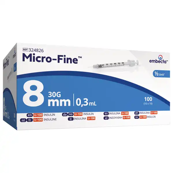Embecta Micro-Fine U-100 Einmalspritzen 0,3 ml 30 G x 8 mm