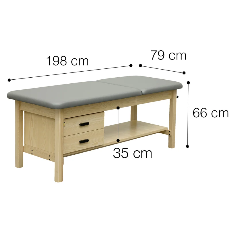 Holz-Behandlungsliege mit Unterschrank