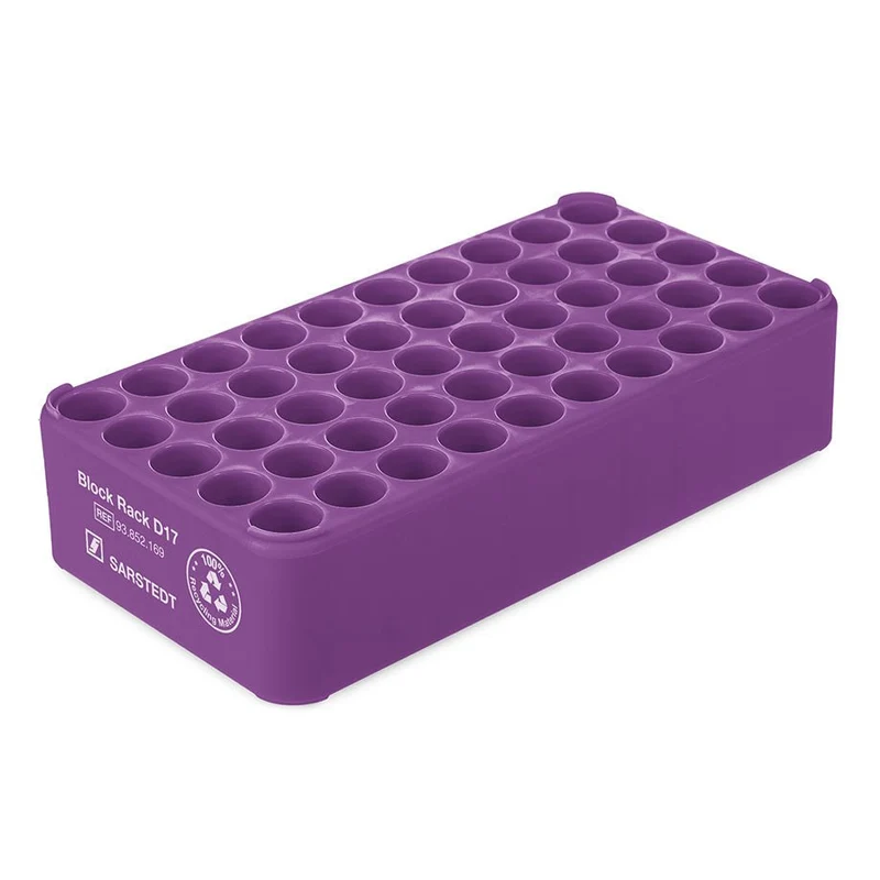 S-Monovette-Rack D 17, 50 Bohrungen Ø 17 mm, ohne Griffe
