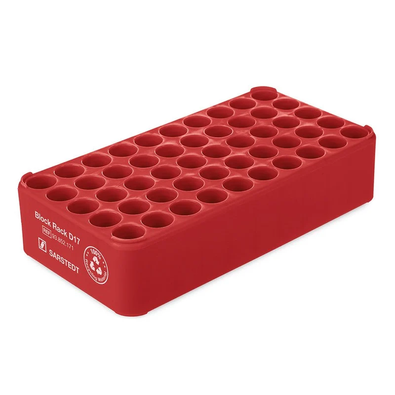 S-Monovette-Rack D 17, 50 Bohrungen Ø 17 mm, ohne Griffe