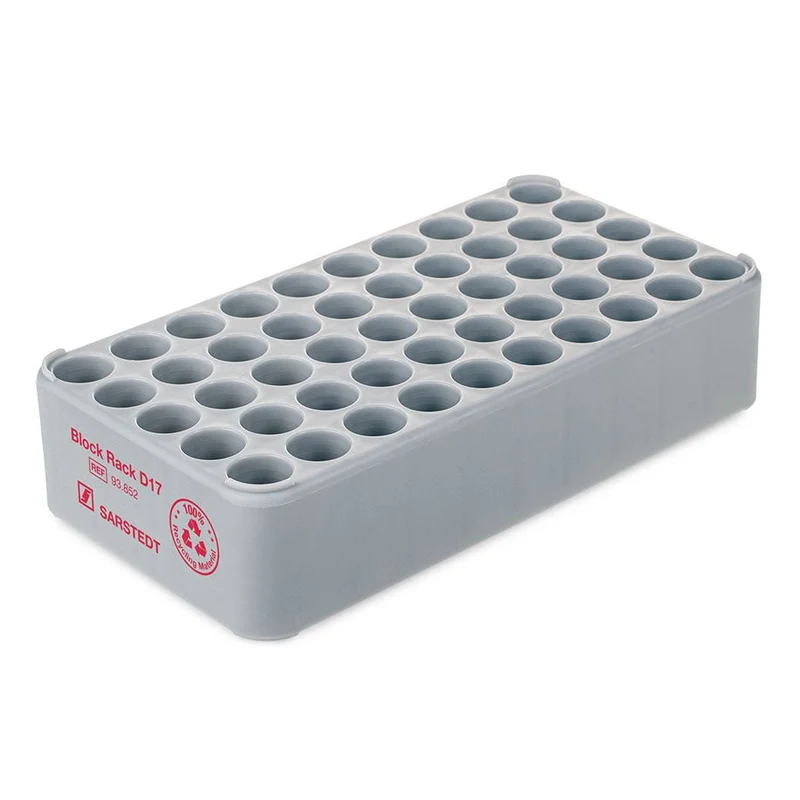 S-Monovette-Rack D 17, 50 Bohrungen Ø 17 mm, ohne Griffe