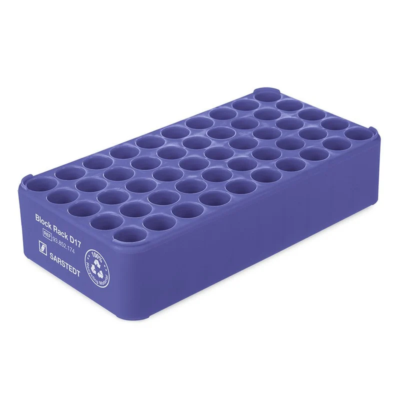 S-Monovette-Rack D 17, 50 Bohrungen Ø 17 mm, ohne Griffe