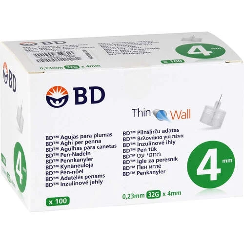 BD Thin Wall Pen‑Nadeln 4 mm | Ø 0.23 mm | 32 G