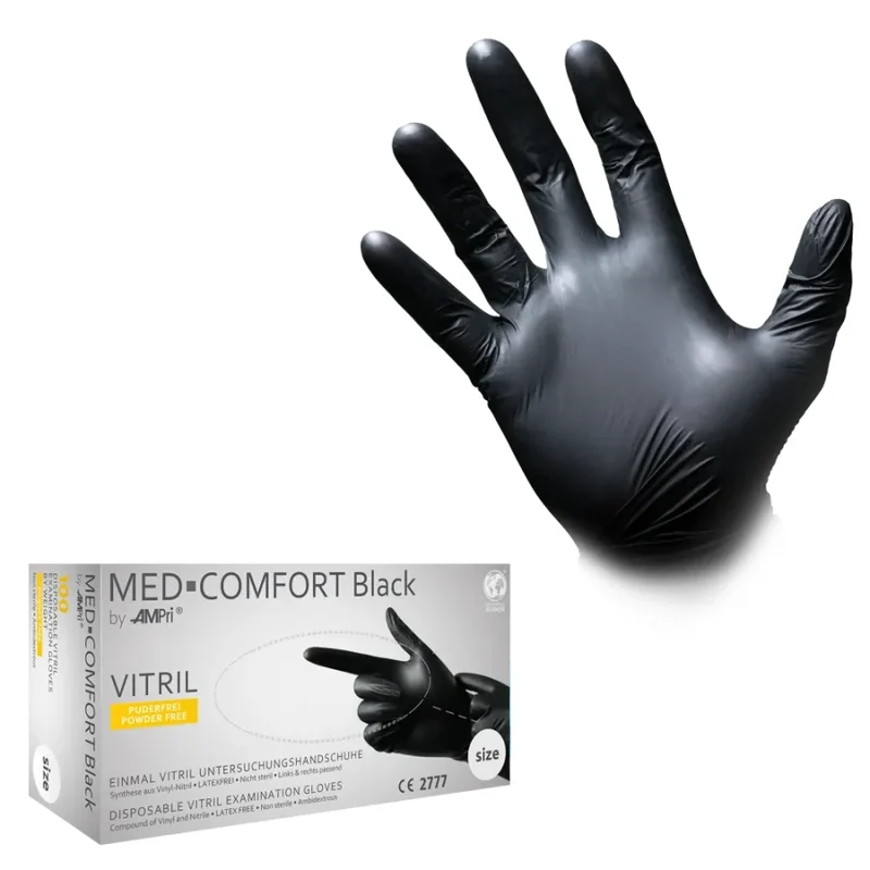 MED-COMFORT Black Vitrilhandschuhe, puderfrei, schwarz