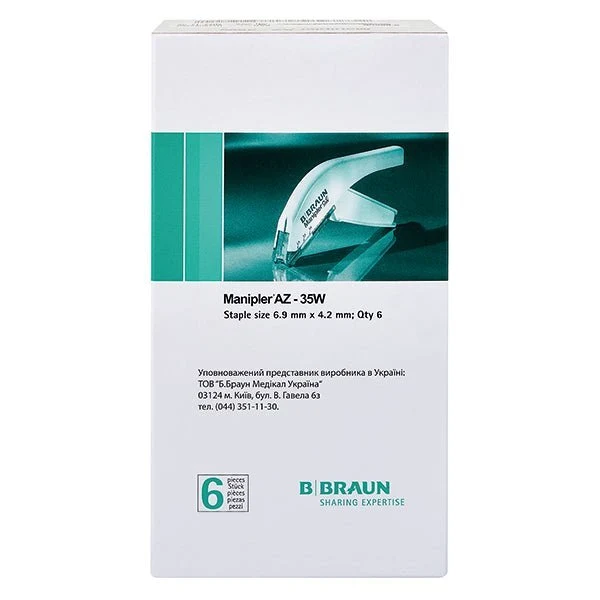 B. Braun Handtacker Manipler® AZ Einweg-Hautklammergerät, Vielseitig einsetzbar, 35 sterile Hautklammern, 6er Pack