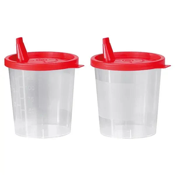 Urinbecher, Schnappdeckel mit Tülle