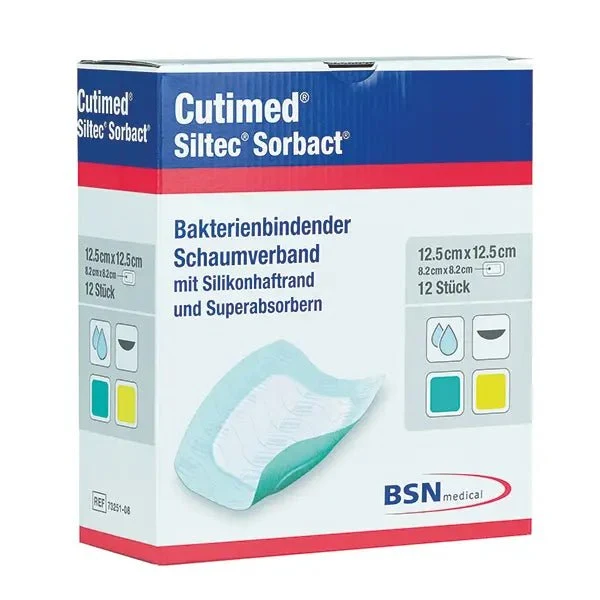 Schaumverband Cutimed® Siltec Sorbact 12,5x12,5 cm, Spar Set, 12 St. Wundverband