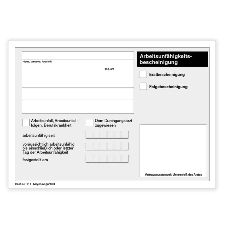 Arbeitsunfähigkeitsbescheinigung