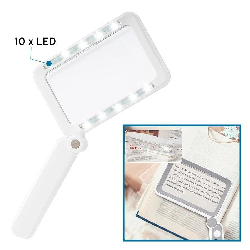Faltbare Leselupe mit LED-Licht - 4x Vergrößerung