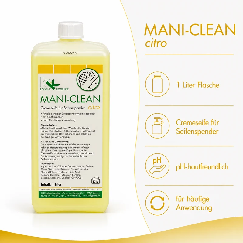 KK Mani-Clean Citro Seife Handwaschseife 1 Liter Euroflasche