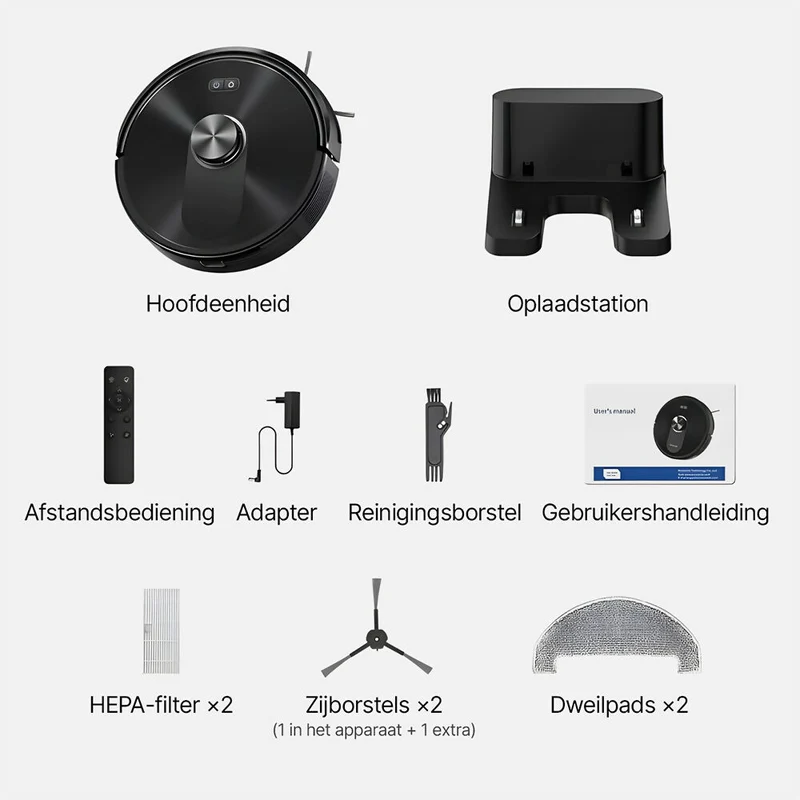 Robotstofzuiger met 8.000 Pa / Specialist voor dierenharen / LiDAR-navigatie / 3-in-1 stofzuigen & dweilen / Meerdere kaarten / App- & spraakbesturing