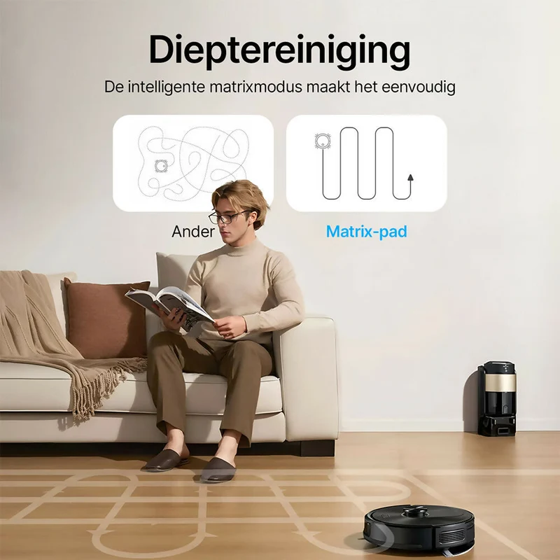 Robotstofzuiger met automatische leegstation / 10.000 Pa / 200 minuten looptijd / AI- & LiDAR-navigatie / 4-liter stofreservoir / 3-in-1 stofzuigen-dweilen-vegen / Meerdere kaarten / App- & spraakbediening