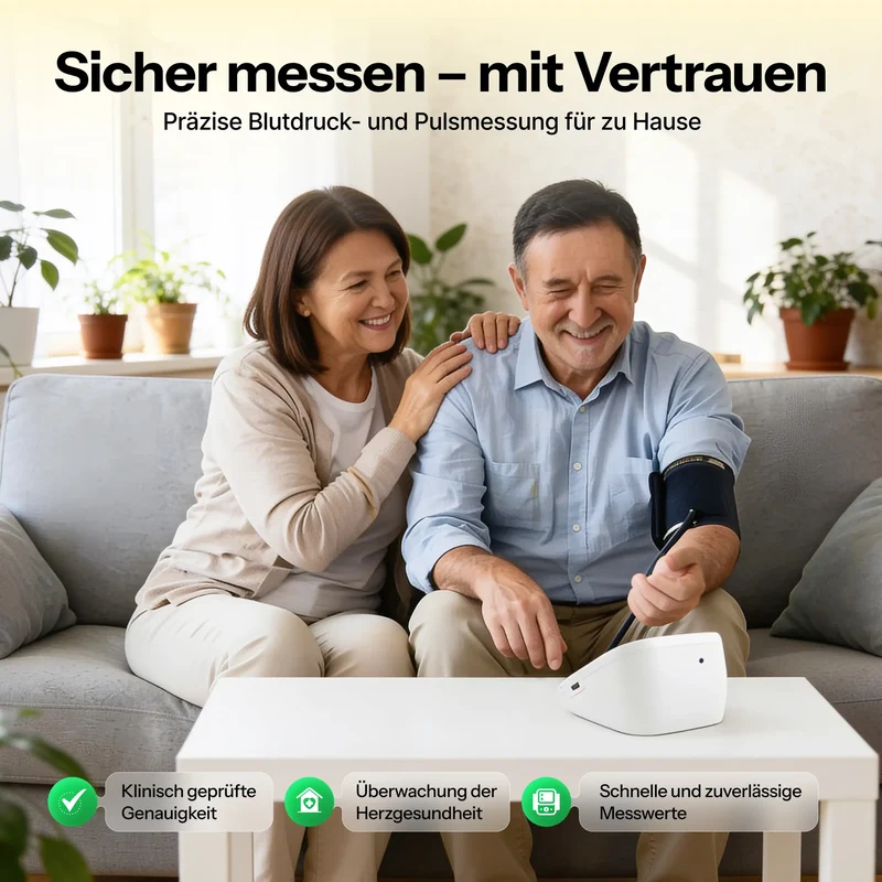 Blutdruckmessgerät für präzise Oberarm-Blutdruck- und Pulsmessung / Sprachansage mit WHO-Bewertung / 2×99 Speicherplätze / Für den Heimgebrauch