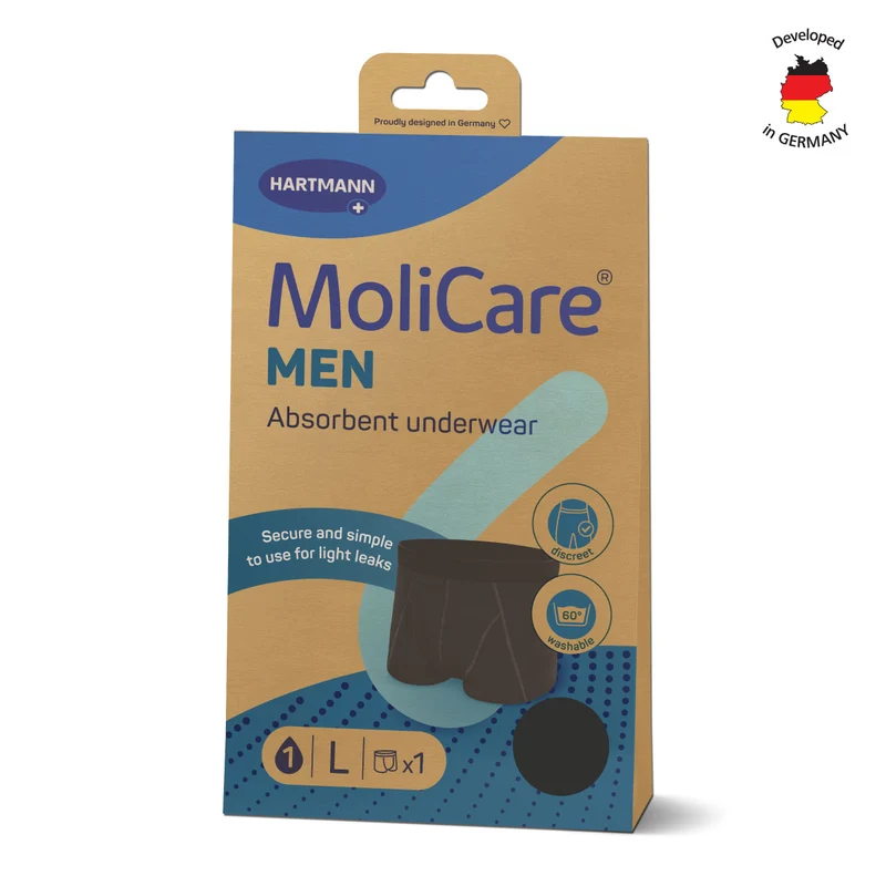 Absorbent Underwear, MoliCare® MEN absorbent underwear, Washable Pants for MEN with light urine leakage, Large, Absorption capacity 52ml, 1 piece/pack