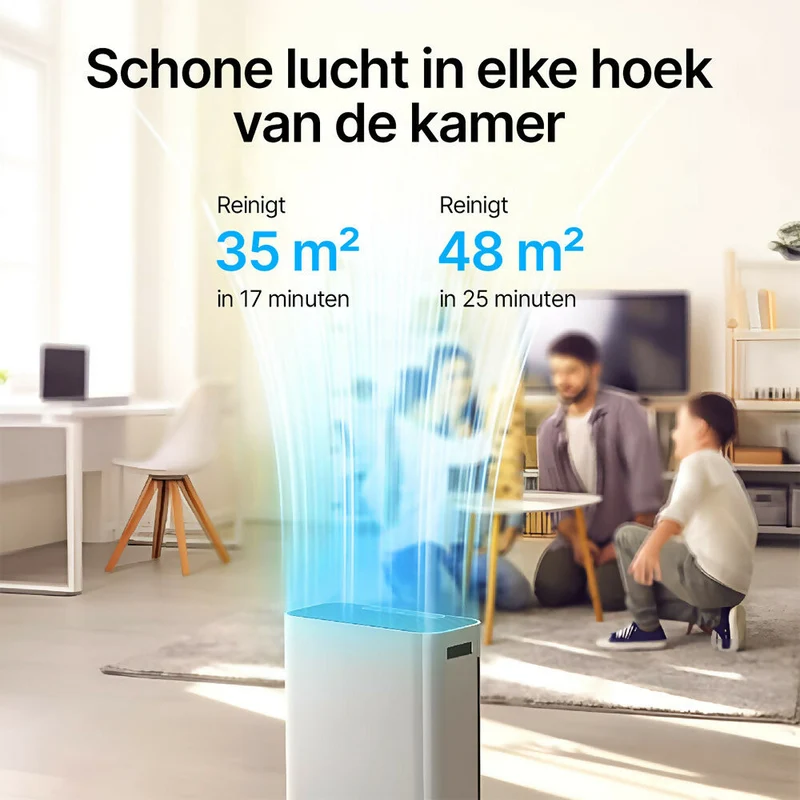 Luchtreiniger Pro 4-straps filtratie voor voelbare frisheid en een gezond thuis