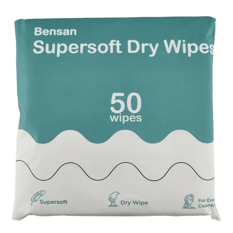 Bensan Supersoft Dry Wipes, 50 Pieces