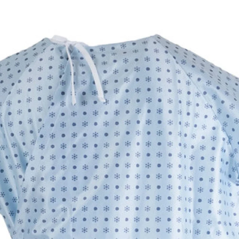 Reusable Patient Examination Gown Pink/Blue Snowflake Print – Medium/Large