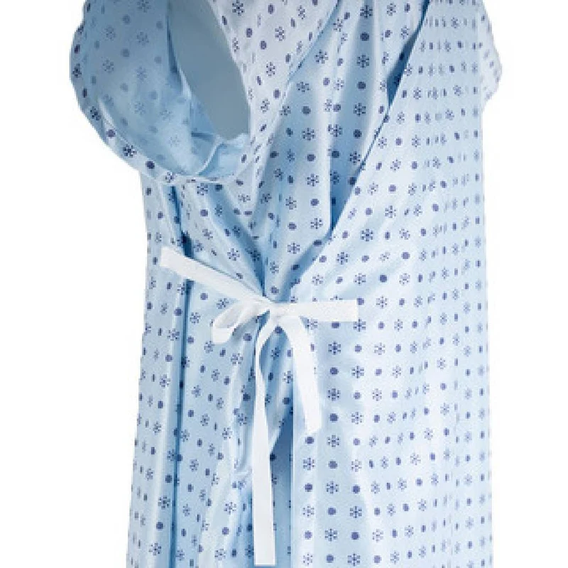 Reusable Patient Examination Gown Pink/Blue Snowflake Print – Medium/Large