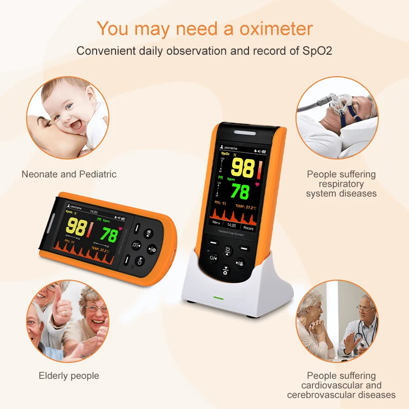 Lepu Digital Portable Rechargeable Handheld Pulse Oximeter SP-20 for Infant Kid Adult Android iPhone with Wireless Bluetooth Connection