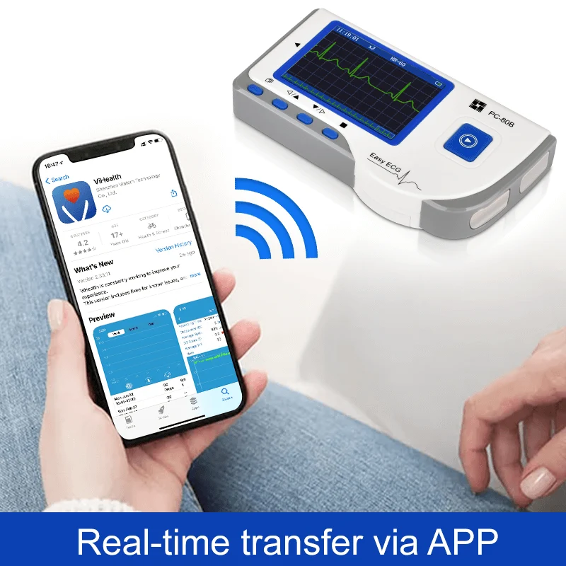 Lepu Easy ECG Monitor Portable EKG Machine Handheld Heart Rate Monitor ECG Sensor PC-80B for Android iPhone Daily Home Use