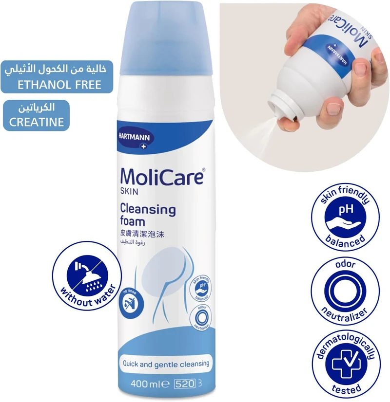 MoliCare Skin Cleansing Foam without water. Easy, fast and gentle cleansing, 400ml
