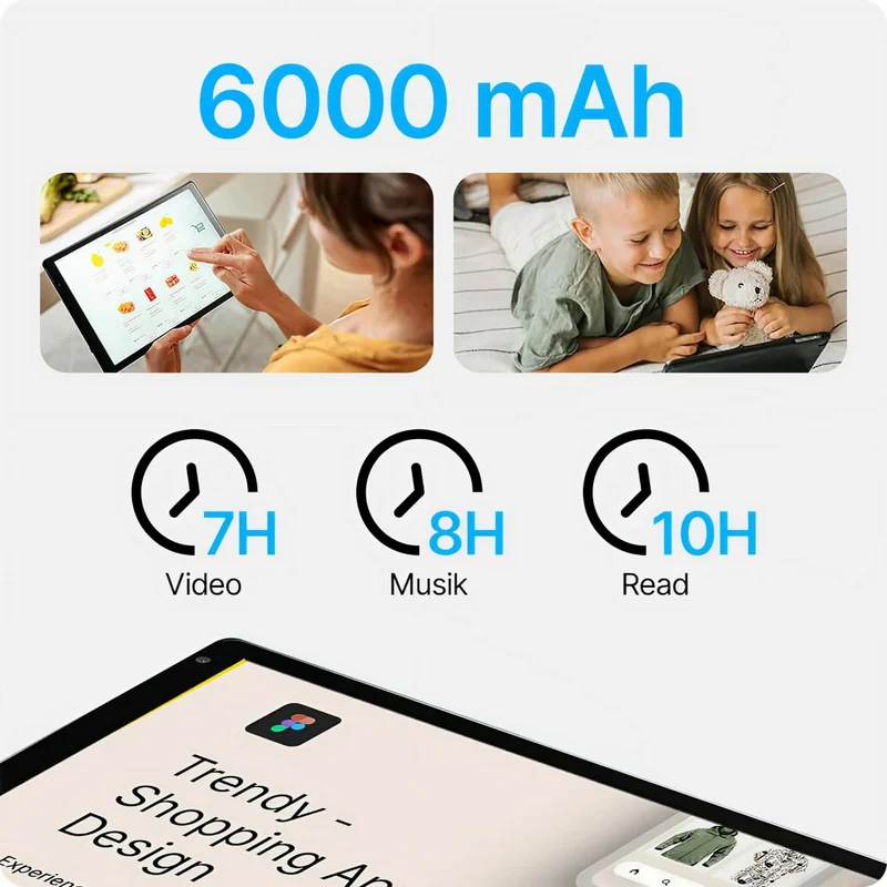 Performance Tablet mit leistungsstarkem Prozessor | Leistungsstarker Octa-Core 2.0GHz, 6GB RAM, 128GB Speicher (bis zu 1TB TF erweiterbar) | Dualband-WiFi 2.4G/5G, Bluetooth 5.0 | Android 13 mit Dual-Kameras in Grau