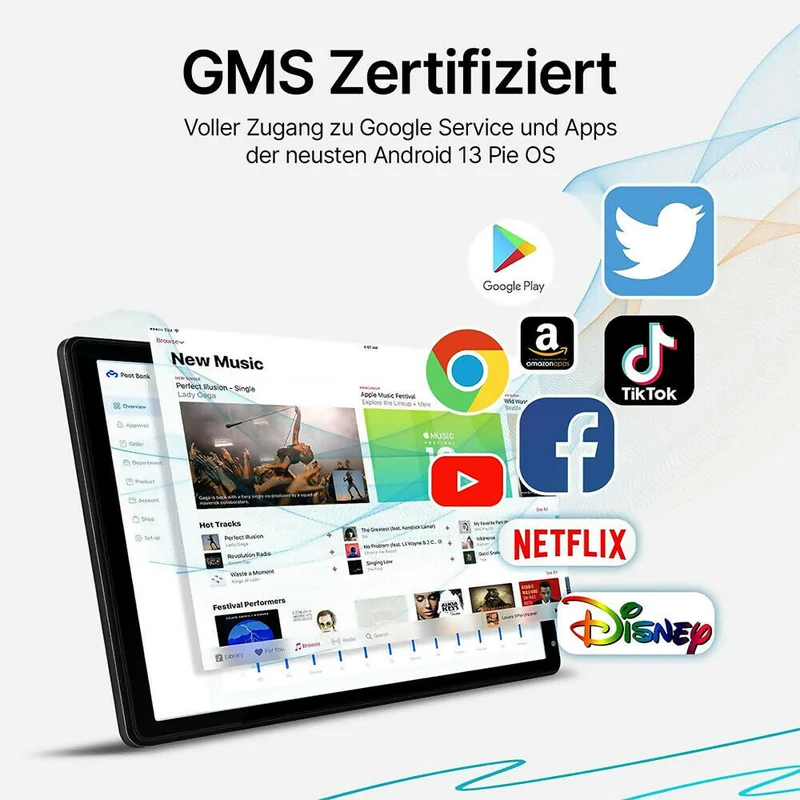 Performance Tablet mit leistungsstarkem Prozessor | Leistungsstarker Octa-Core 2.0GHz, 6GB RAM, 128GB Speicher (bis zu 1TB TF erweiterbar) | Dualband-WiFi 2.4G/5G, Bluetooth 5.0 | Android 13 mit Dual-Kameras in Grau