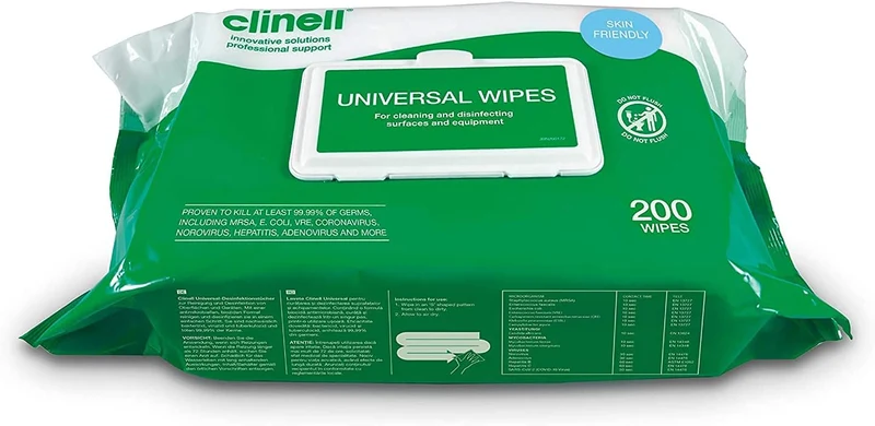 Clinell Universal Sanitising Wipes 200 Pack – Multi-Surface Cleaning & Sanitising Wipes