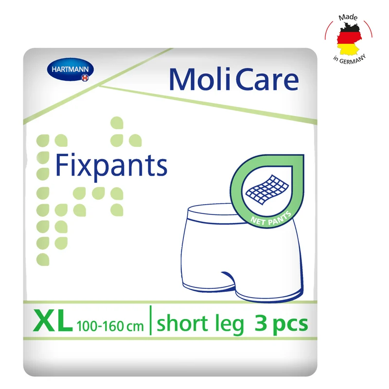 Adult Fixpants,MoliCare® Fixpants, Short Leg Fixation Pants for anatomically shaped large pads, Unisex, Pack of 3, Extra Large