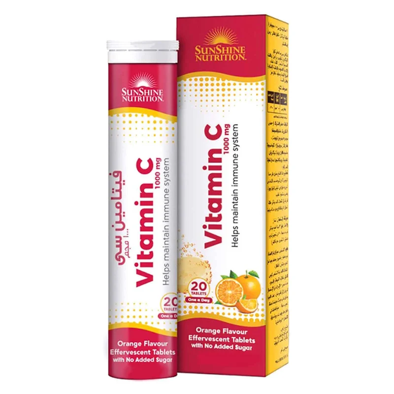 Sunshine Vitamin C 1000Mg Orange Effervescent Tablets - 20 Count